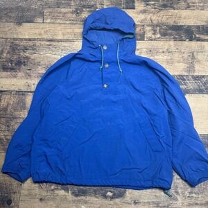 vintage GAP Blue Nylon Hooded Anorak‎ Pullover Jacket Size L READ SPOT